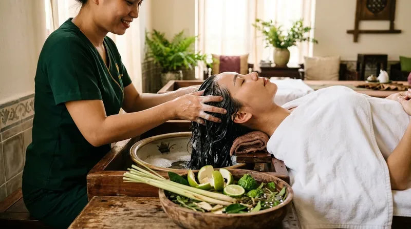 The Step-by-Step Herbal Shampoo Experience at Art Spa